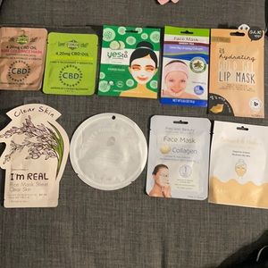 Various face masks and 1 lip mask